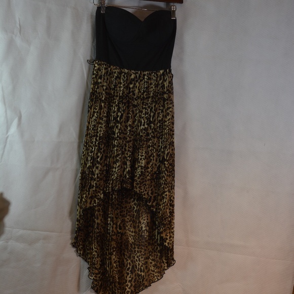 Strapless Animal Print Pleated Dress SZ S Marquis - Picture 3 of 6